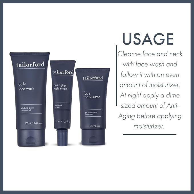 Unisex 3 Step Skin Care Routine including Face Wash, Moisturizer and Night Cream, Skin Care Set for Men and Women, Travel Size