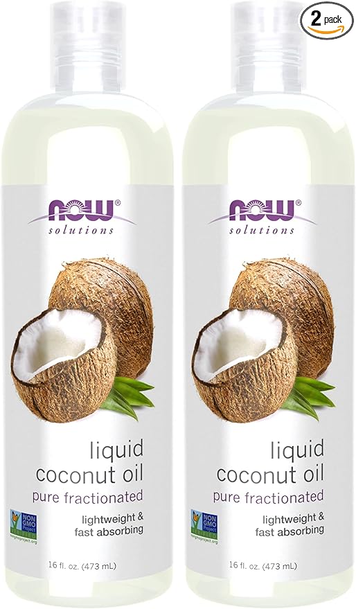 NOW Solutions, Liquid Coconut Oil, Light and Nourishing, Promotes Healthy-Looking Skin and Hair, 16-Ounce (Pack of 2)