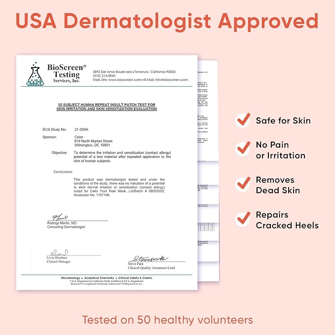 Foot Peel Mask - Foot Mask for Baby Soft Skin - Remove Dead Skin, Dry, Cracked Feet & Callus, Foot Spa, Made with Aloe Vera Extract for Women and Men (2 Pairs Peach)