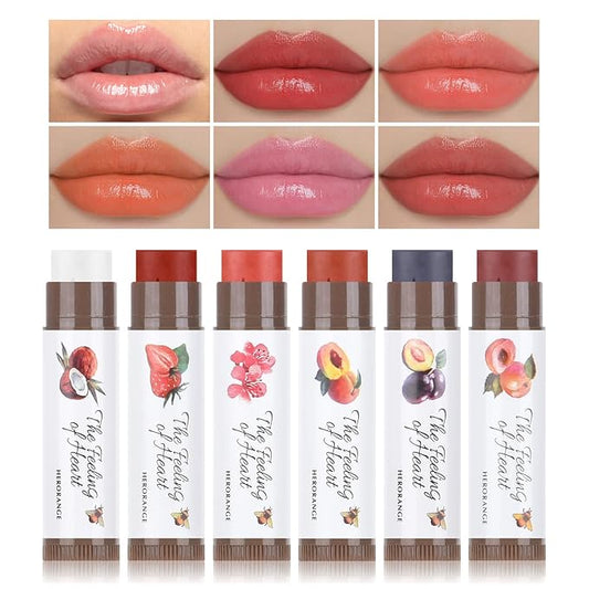 Tinted Lip Balm, Tinted Chapstick 2 in 1 Moisturizing Lip Balm and Buildable Lipstick, Instant Hydration Chapped Lips and Pale Lips, Keep Lips Hydrated Lip Moisturizer, 0.16Oz, Pack of 6
