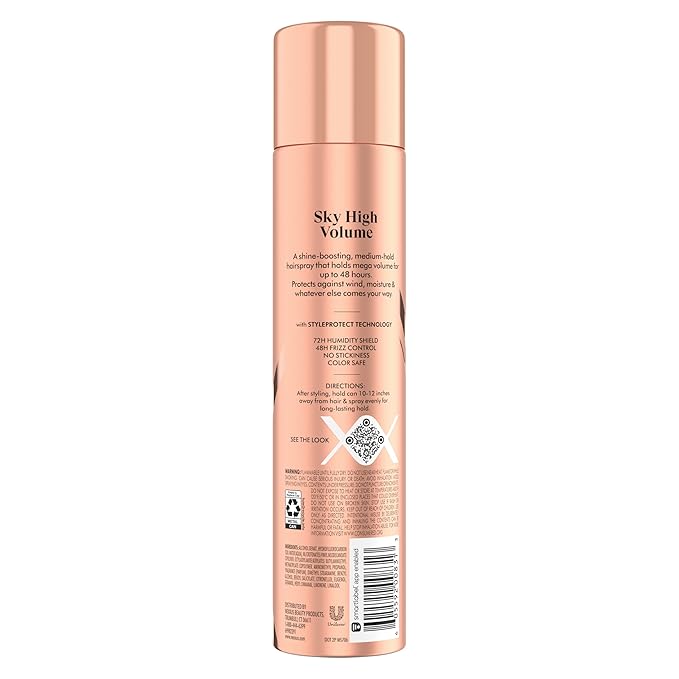 Nexxus Medium-Hold Hairspray XXL Volume for Sky-High Volume & 48H Frizz Control, with StyleProtect Technology 10 oz