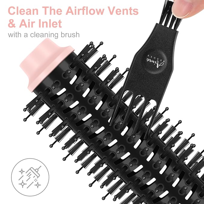 Hair Dryer Brush Blow Dryer Brush in one, Aima Beauty 1.25'' Round Brush Blow Dryer Ionic Hot Air Brush Styler Volumizer with Ceramic Coating & Tufted Bristles for Smooth and Shiny Blowout, Pink