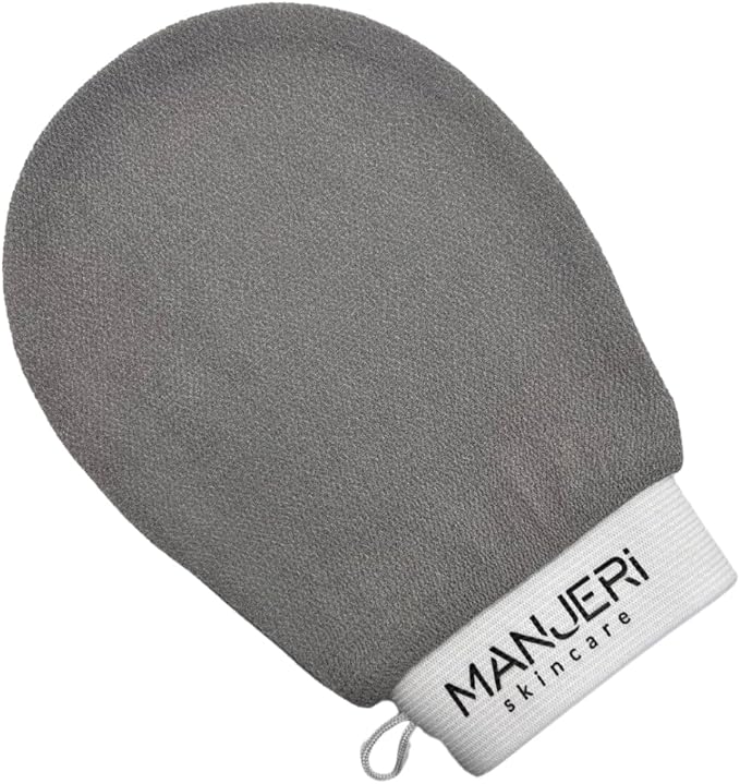 Kessa Natural Exfoliating Mitt (Single Pack) – Body Scrub Glove for Bath, Shower & Hammam Spa – Deep Exfoliation Scrubber, Dead Skin Remover, Improves Circulation, Grey