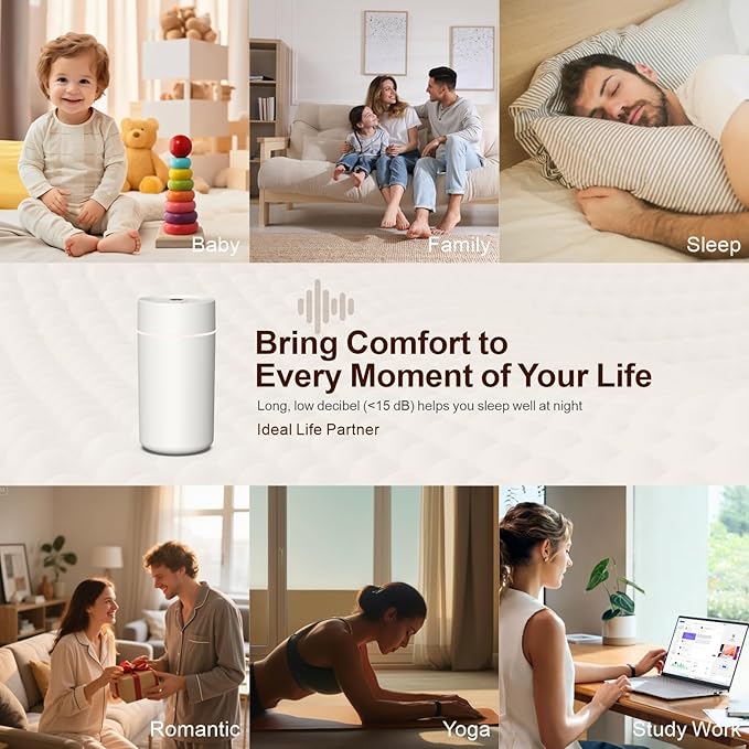 Car Star Projection Humidifier with 360ml Tank, Portable USB Powered Cool Mist Diffuser, Humidifier with Adjustable Starry Sky Lights for Car Ceiling, Bedroom, Desk, Office