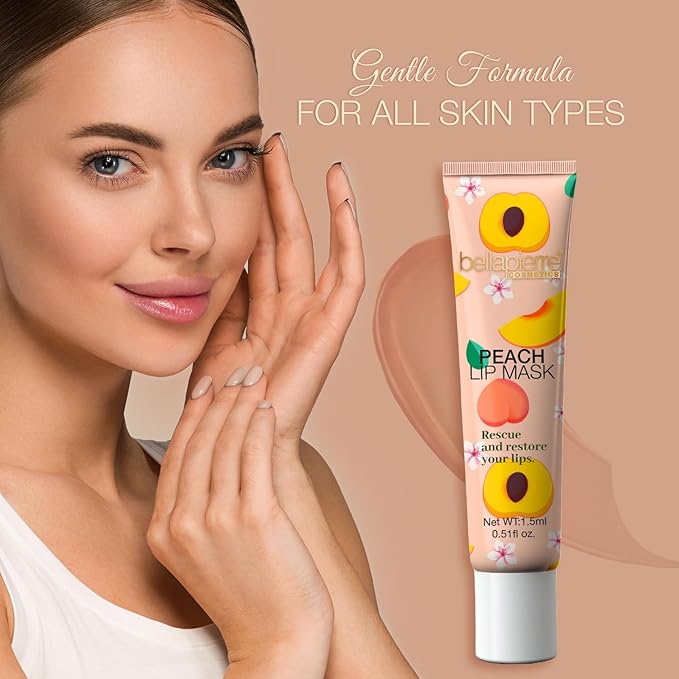 bellapierre Cosmetics Peach Lip Mask | Lip Plumping Mask with Hyaluronic Acid | Moisturizing Lip Balm for Daily Use