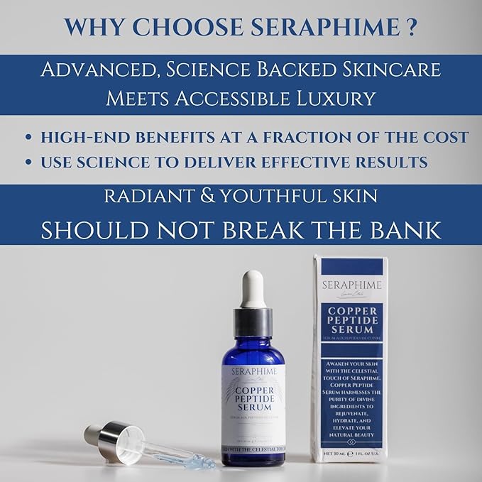 Copper Peptides Serum for Face, 2% Copper Peptide with 4% Epidermal Growth Factor (EGF Serum), Niacinamide, Ceramides, Squalane & Hyaluronic Acid, Multi Peptide, Collagen Peptide Complex, 1 fl oz