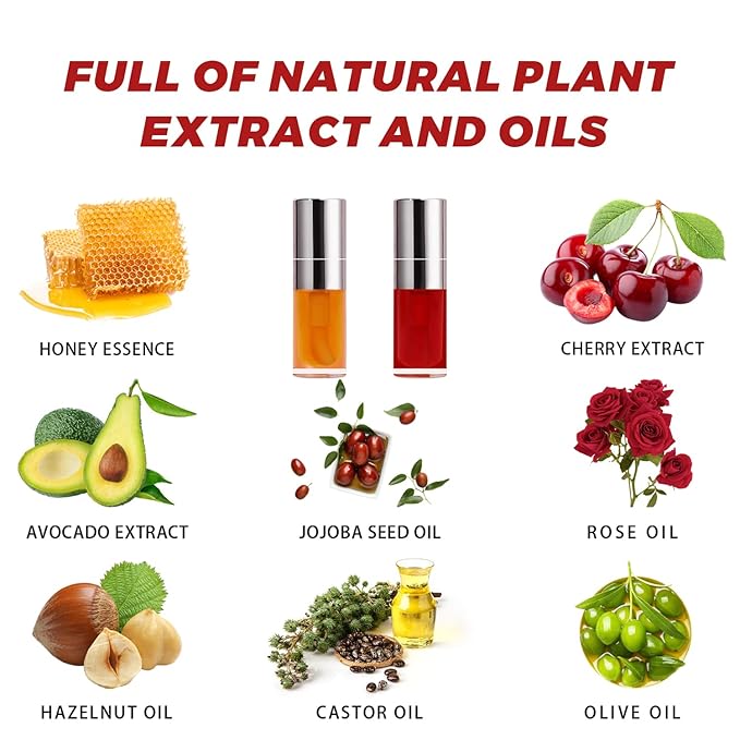 Lip Glow Oil Set, 2 Pcs Comforts Plumping Lip Oil, Refreshes Hydrating Lip Gloss Oil, Non-sticky Lip Plumper Gloss, Nourishing Lip Oil Tinted Lip Balm Lip Care, Soothes Tinted Lip Oil For Dry Lip