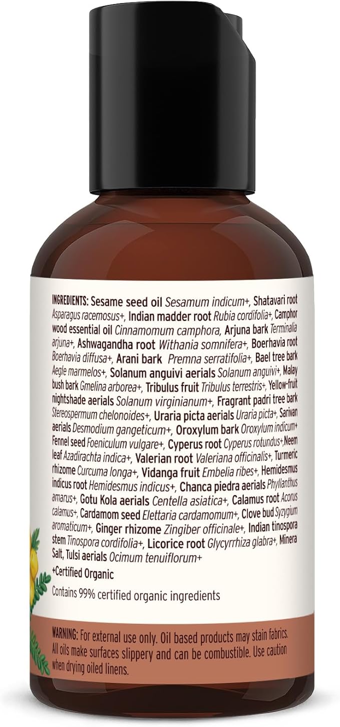 Banyan Botanicals Mahanarayan Oil – 99% Organic Ayurvedic Massage Oil – Penetrating Herbal Oil Used to Warm, Comfort, and Soothe Joints and Muscles – 2 oz. – Non GMO Sustainably Sourced Abhyanga Oil