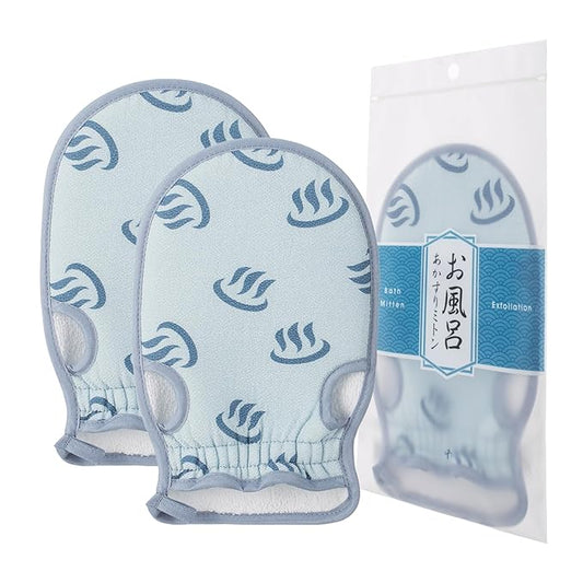 SHIMOYAMA Bath Mitten, Body Exfoliating Gloves, 2 Pack, Thick & Soft Bath Scrub Mitt, Gentle Dead Skin Remover