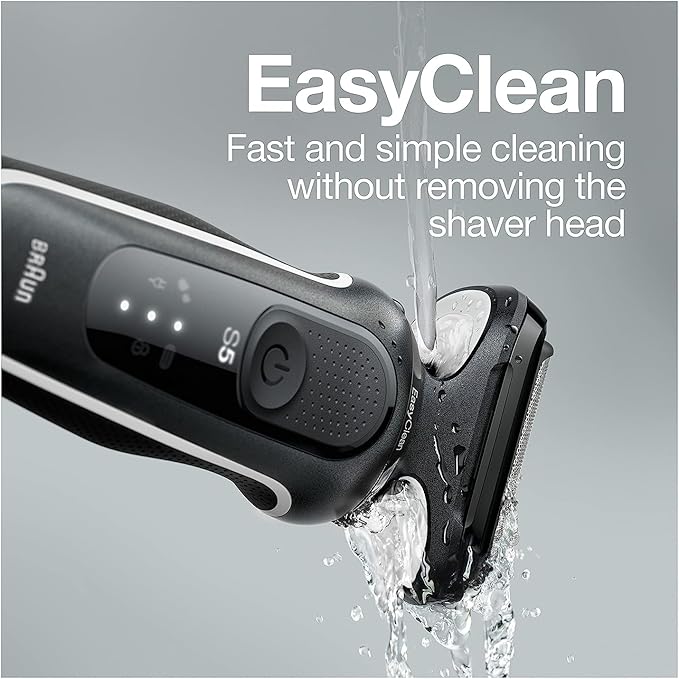 Braun Electric Razor for Men, Waterproof Foil Shaver, Series 5 5050cs, Wet & Dry Shave, with Beard Trimmer and Body Groomer, Rechargeable, Charging Stand Included, Blue