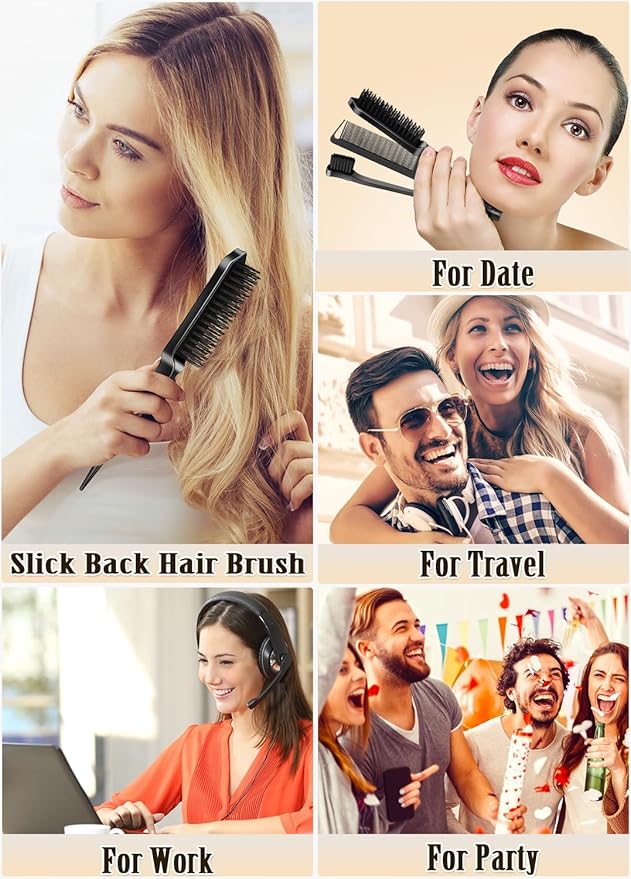 Hair Wax Stick - Slick Back Hair Brush Set 6Pcs, Wax Stick for Hair Flyaways, Bun Accessories, Non-greasy Styling Cream for Women, Kids & Teen Girls