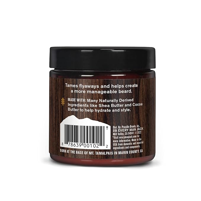 Every Man Jack Beard Butter- Subtle Sandalwood Fragrance - Hydrates and Styles Dry, Unruly Beards While Relieving Itch - Naturally Derived with Shea Butter and Coconut Oil - 4-ounce (2 Pack)