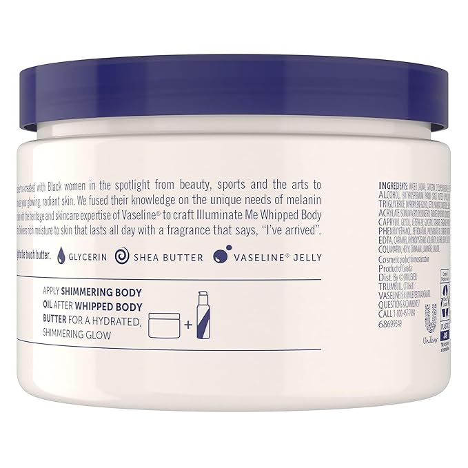 Vaseline Lotion - Illuminate Me Body Butter, Whipped Shea Butter Co-Created with Black Women for Luminous, Glowing Skin, Moisturizing Lotion for Extremely Dry Skin, Scented, 11 Oz Ea (Pack of 6)