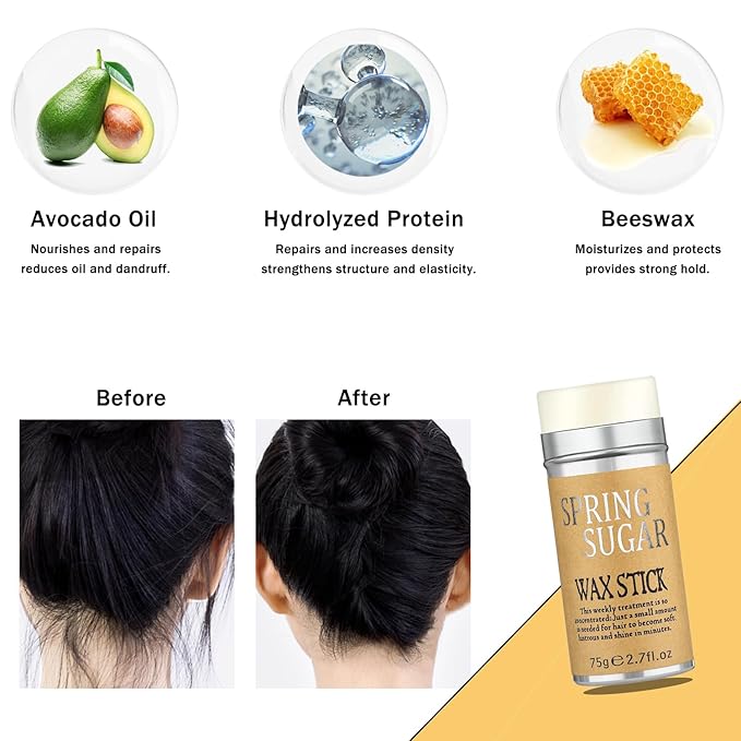 5 Pcs Hair Wax Stick for Flyaways Edge Control Slick - Styling Tools Includes , Finishing , Comb, Gel for Fly Away for Women