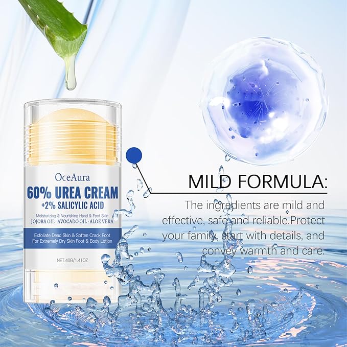 60% Urea Hydrating and Anti-Cracking Foot Cream, Foot Therapy Balm, Moisturising and Relieves Cracking and Dryness Foot Cream, Dry Cracked Heels and Feet Women Men (White, 1.4 Ounce)