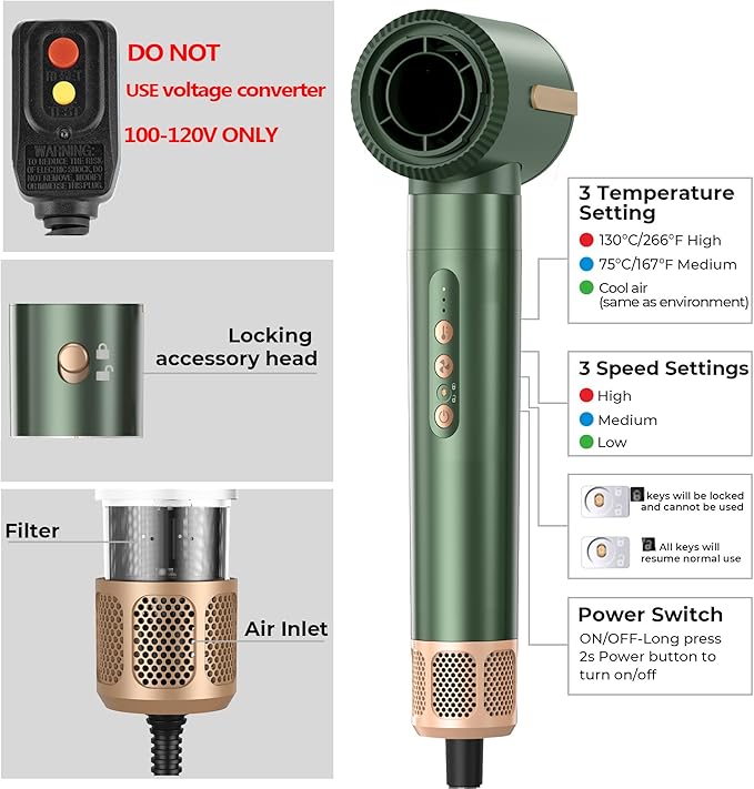 7 in ONE Hair Dryer Brush, Powerful Blow Dryer Brush with Auto- Wrap Curler, Detachable Fast Drying, Volumizing, Curling, Straightening, Ionic Hair Dryer with Diffuser, Hair Styling Tools 100-120V