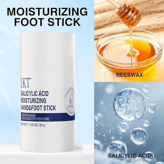 Foot Cream Stick for Dry Cracked Heels,Moisturizing Balm with Salicylic Acid & Olive Oil,Roll-On Repair Treatment for Rough Feet, Hands & Elbows,No Mess Foot Lotion Alternative,1.05 oz,1 pack