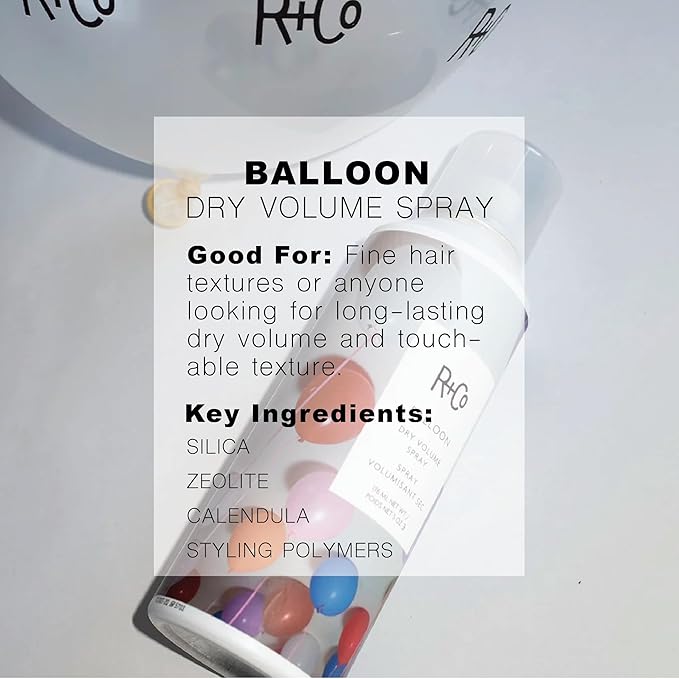 R+Co Balloon Dry Volume Hair Spray Travel Size | Instant Volume, Texture and Shine | Long-Lasting, Ultra-Light Spray for Fine Hair | TSA Approved | Set of 2