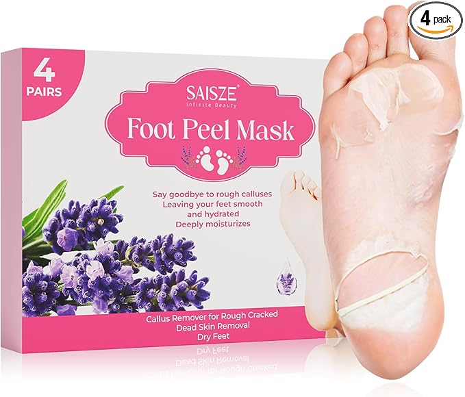 Foot Peeling Mask, 4 Pairs Foot Peel Mask for Dry Cracked Feet, Dead Skin Callus Removal, Repair Soft Feet