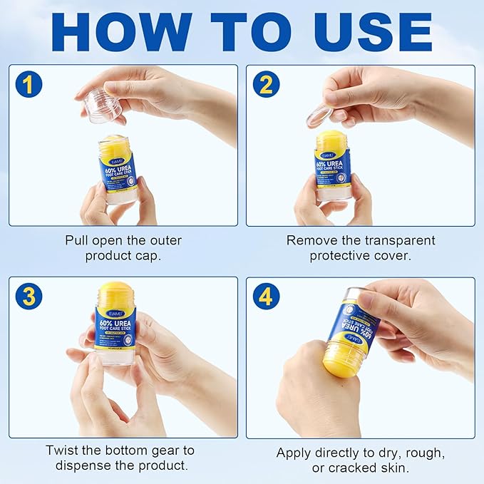 60% Urea Cream Stick plus 2% Salicylic Acid, Maximum Strength Urea Foot Cream Callus Remover for Dry Cracked Heels, Hands, Knees,Exfoliating Moisturizer, Dead Skin Remover Foot Balm 1.4oz (1pcs)