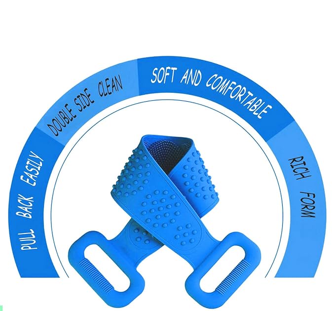 Silicone Back Scrubber for Shower, Silicone Body Scrubber, 35 Inch Extra Long Bath Body Brush Back Brush Exfoliating Body Scrubber with Handle for Men Women