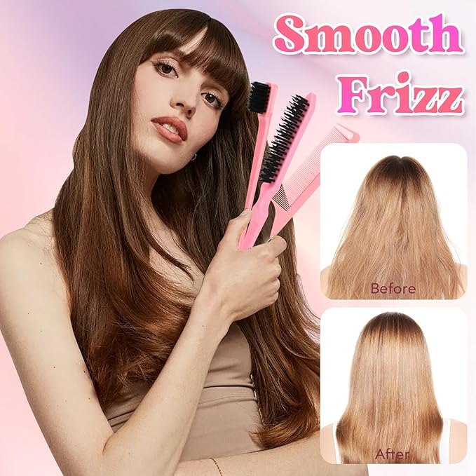 Hair Wax Stick, Slick Back Hair Brush, Wax Stick for Flyaways, Rat Tail Comb Edge Brush Hair Styling Tool Set Accessories for Women Girls(Black)