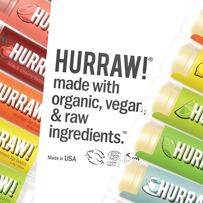 Hurraw! Lemon Lip Balm, 3 Pack: Organic, Certified Vegan, Cruelty and Gluten Free. Non-GMO, 100% Natural Ingredients. Bee, Shea, Soy and Palm Free. Made in USA