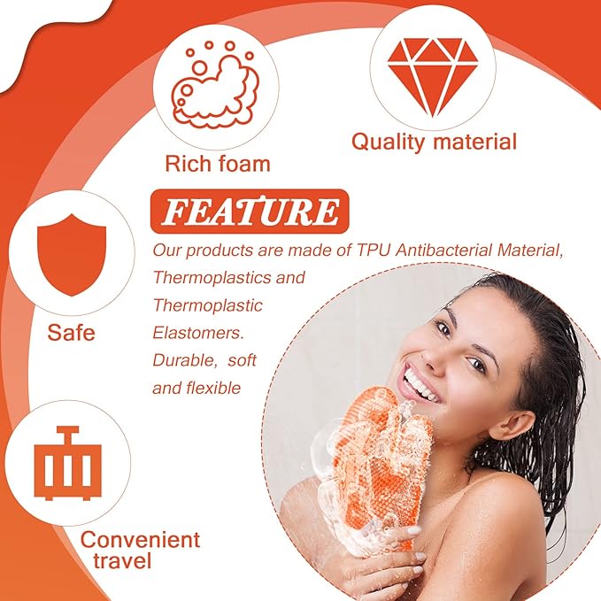 Karenhi 2 Pcs Honeycomb Exfoliating Glove Set Exfoliating Bath Mitt Honeycomb Face and Body Scrubber Shower Mitt for Cleaning Body Shower Face Skin Beauty Spa, Quick Drying(Orange)