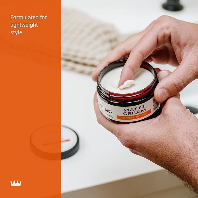Cremo Hair Styling Matte Cream, Premium Barber Grade, Light Hold, Low Shine, Hair Cream and Hair Products For Men, 4 Oz