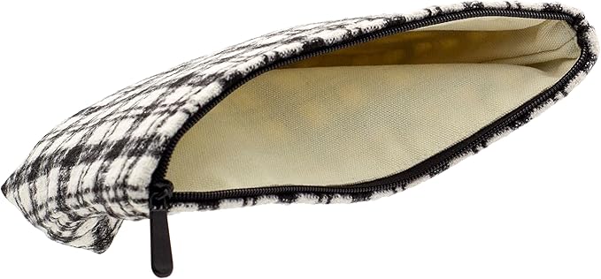 Makeup Bags for Purse Zipper Cosmetic Pouch Large Travel Canvas Make Up Organizer Tool Pouch for Women and Girls,Plaid Black