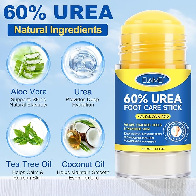 Urea Cream 60% Urea Cream 60% Foot Care Stick Deeply Moisturising and Fast Absorbing Gentle Exfoliation for Dry, Cracked Heels & Thickened Skin