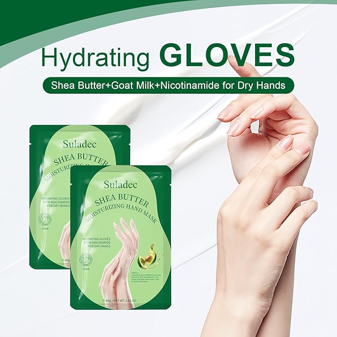 Moisturizing Hand Mask with Shea Butter and Goat Milk, Hydrating Hand Masks for Dry Cracked Hands, Dry Skin Moisturizer for Soft and Smooth Touch Hands - Men Women - 5 Pairs