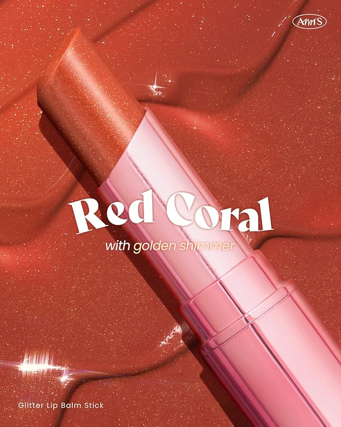 AMTS Tinted Lip Balm - Drama | Hydrating Glitter Lipstick | Pearl Shimmering Daily Lip Makeup for dry, cracked, chapped lips | korean beauty Moisture Lip Tint