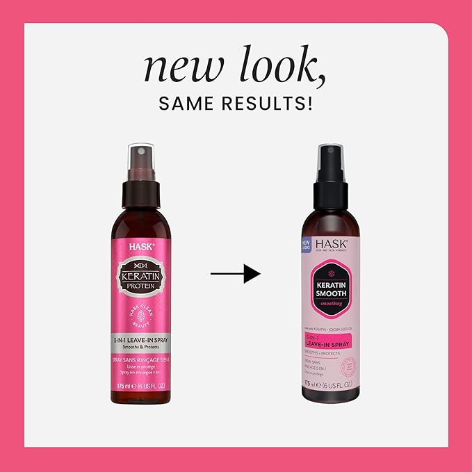 HASK Keratin 5-in-1 Leave-In Conditioner Duo (6oz-Qty 2) & Keratin Deep Conditioner Packette, Color Safe, Sulfate-Free, Paraben-Free, Gluten-Free, for All Hair Types