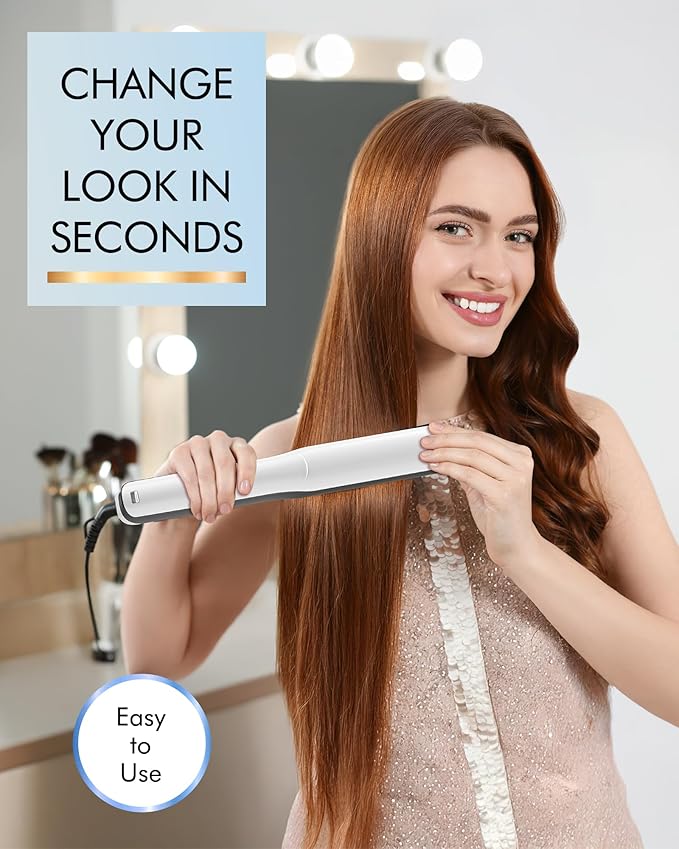 Betahouse Flat Iron Hair Straightener and Curler 2 in 1 with Cooling Air Vents and Add Essential Oil, 1 Inch Titanium Straightening Curling Iron Airflow Styler 3 Temp UP to 450℉ Dual Voltage