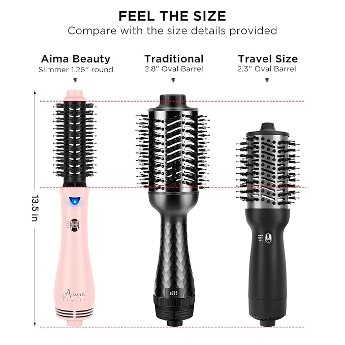 Hair Dryer Brush Blow Dryer Brush in one, Aima Beauty 1.25'' Round Brush Blow Dryer Ionic Hot Air Brush Styler Volumizer with Ceramic Coating & Tufted Bristles for Smooth and Shiny Blowout, Pink