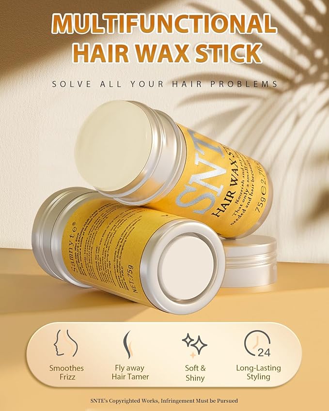 Hair Wax Stick - Slick Back Hair Brush Set 6Pcs, Wax Stick for Hair Flyaways, Bun Accessories, Non-greasy Styling Cream for Women, Kids & Teen Girls