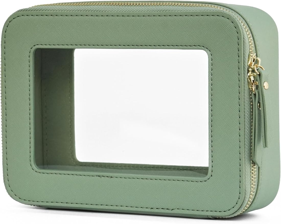 Popvibe Clear Makeup Bag Travel Cosmetic Case Transparent Toiletry Bag with Zipper, Portable Make Up Organizer Traveling Compact Car Bag for Essentials