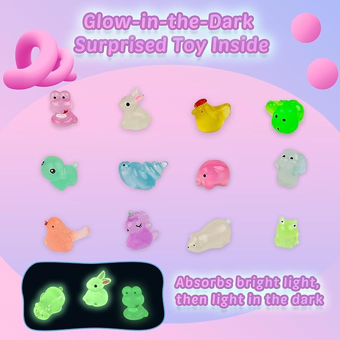 Bath Bombs for Kids, 12 Pcs Bath Bombs with Glow in The Dark Animal Surprise Inside, Handmade Organic Bubble Bath Ball Gift Set for Boys and Girls, Gift for Birthday Christmas Easter