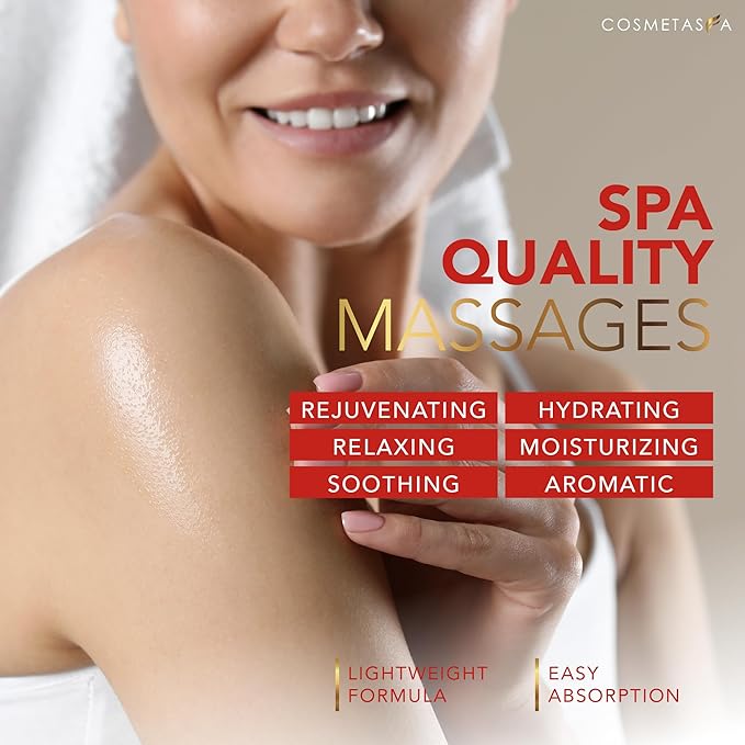 Natural Nourishing Citrus & Coconut Massage Oil- Smooth Glide, Non Greasy Therapeutic Massage Oils with Rejuvenating, Hydrating & Aromatic Essential Oils for Dry Skin, Soothes Muscle & Joints 8.8 oz