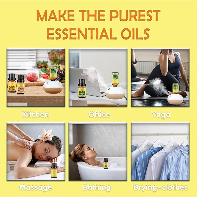 Citrus Essential Oils Set for Diffuser - 6x10ml Aromatherapy Oils Including Bergamot, Lemon, Grapefruit, Lime, Lemongrass, and Citrus Bloom - Essential Oils for Diffuser Use at Home or Office