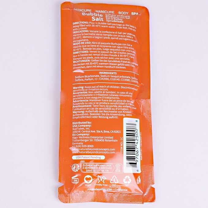 Pedicure Kit Foot Soak Set: Bubble Salt, Sugar Scrub, Massage Mask, Massage Lotion in a Box, 4 Step Foot Spa Kit for Dry Feet, Softens Calluses, Soothes Sore and Tired Feet (Mango)