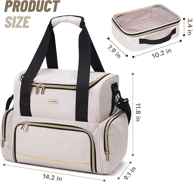 Large Makeup Cosmetic Bag with 2 Removable Case, Double Layer Travel Makeup Organizer Case, travel Toiletry Bag For Women