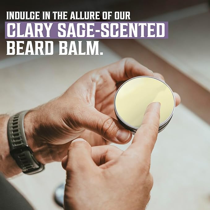 Viking Revolution Clary Sage Beard Balm - Beard Butter with Argan Oil, Beard Softener for Men with Jojoba Oil - Beard Moisturizer for Men with Beeswax - Beard Wax for Men (2oz, 1 Pack)