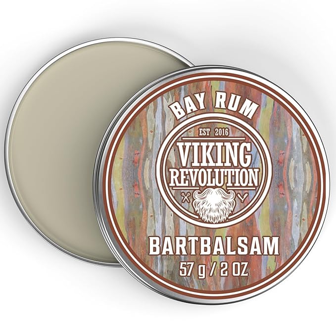 Viking Revolution Bay Rum Beard Balm - Beard Butter with Argan Oil & Jojoba Oil - Softener, Moisturizer & Wax for Men (2oz, 1 Pack)