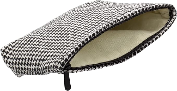 Makeup Bags for Purse Zipper Cosmetic Pouch Large Travel Canvas Make Up Organizer Tool Pouch for Women and Girls,Houndstooth Black