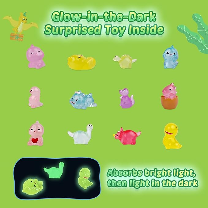 Bath Bombs for Kids, 12 Pcs Bath Bombs with Glow in The Dark Dinosura Surprise Inside, Handmade Organic Bubble Bath Ball Gift Set for Boys and Girls, Gift for Birthday Christmas Easter