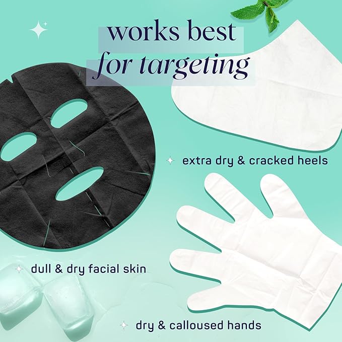 SpaLife Men's 12-Piece Spa Set: Repairing Hand Gloves for Dry Hands, Cooling Mint Foot Socks for Cracked Heels, and Moisturizing Face Mask Ultimate Men Grooming and Relaxation Gift Kit