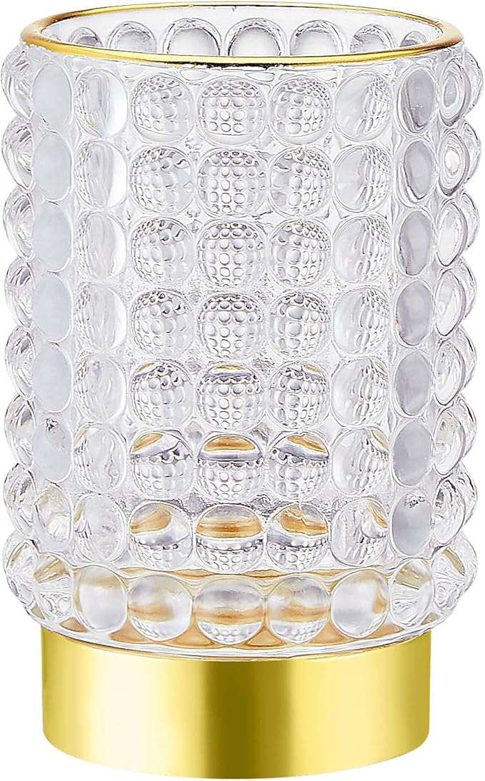 Makeup Brush Holder Organizer,Toothbrush Holders,Desk Pen Pencil Holder,Multifunctional Vintage Glass Brush Cup(A38-1-US/Clear/L)