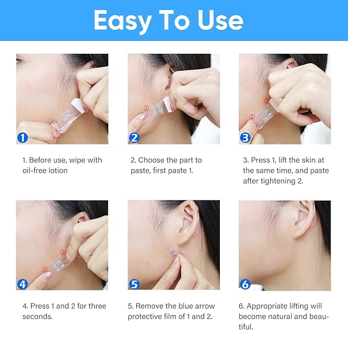 Senhorita Face Lift Tape, 120Pcs Instant Face Lift Tape Invisible, Face Tape Lifting Hide Double Chin and Wrinkles, Lifting Saggy Skin